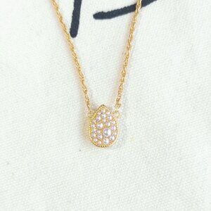Julie Vos Necklace - Pavé Teardrop - Pearl Gold
